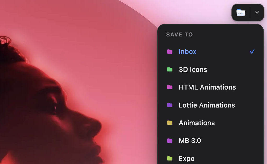 DIIVO web clipper - Save to dropdown over an image in the browser