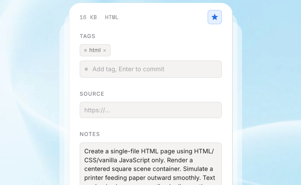 DIIVO details panel - prompt saved in the description